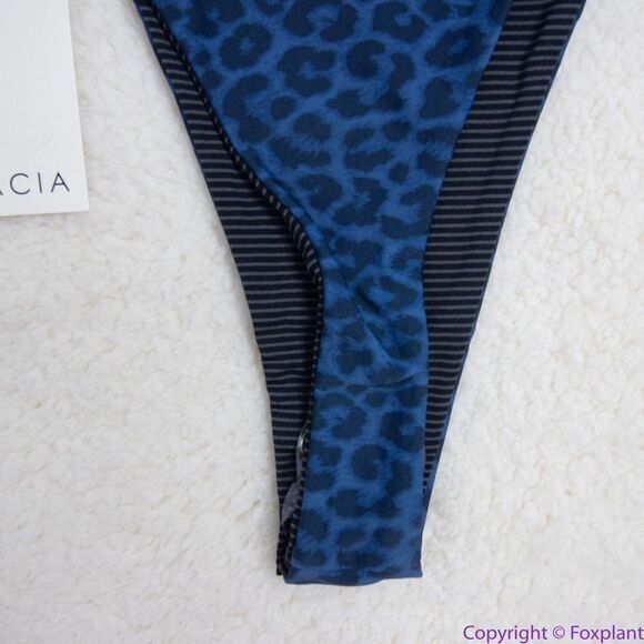 NEW Acacia Mateo bikini bottom‎ leopard animal print blue Amur, M - Picture 11 of 16